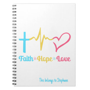 Faith Hope Kärlek Hearts Anteckningsbok