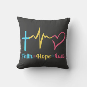 Faith Hope Kärlek Hearts Kudde