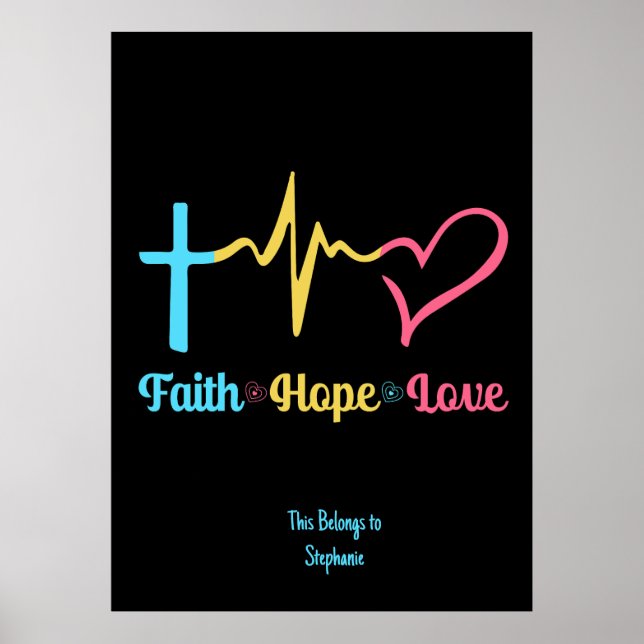 Faith Hope Kärlek Hearts Poster (Framsidan)