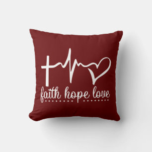 Faith Hope Kärlek Heartslag Kudde