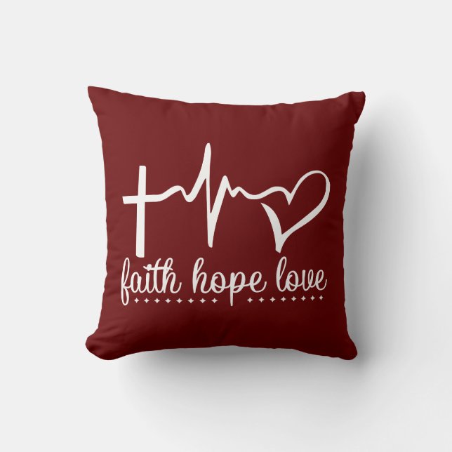 Faith Hope Kärlek Heartslag Kudde (Framsida)