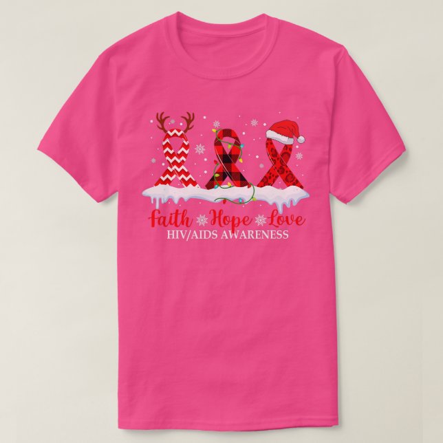 Faith Hope Kärlek HIV AIDS Awareness jul Ribbo T Shirt (Design framsida)