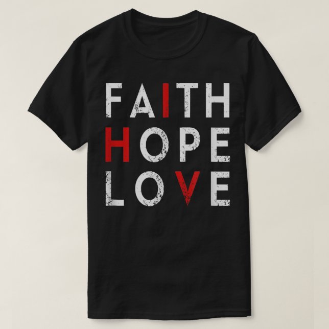 Faith Hope Kärlek - HIV World AIDS Day Awareness V T Shirt (Design framsida)