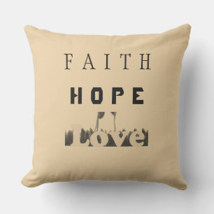 Faith Hope Kärlek inspirational Text Design Kudde