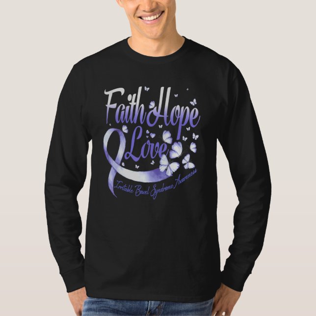 Faith Hope Kärlek Irritable Bowel Syndrome Awarene T Shirt (Framsida)