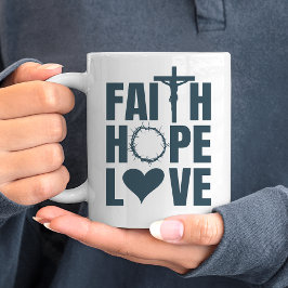 Faith Hope Kärlek Jesus Christian Religion Kaffemugg