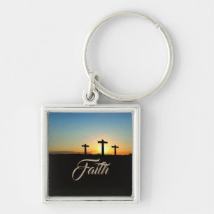 Faith Hope Kärlek Jesus Kristus Destiny Destiny's Fyrkantig Silverfärgad Nyckelring