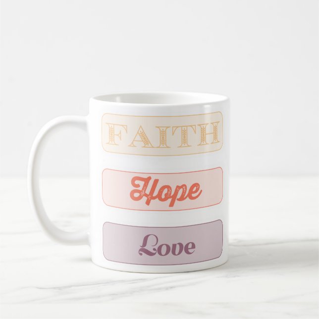 Faith, Hope, Kärlek Kaffemugg (Vänster)