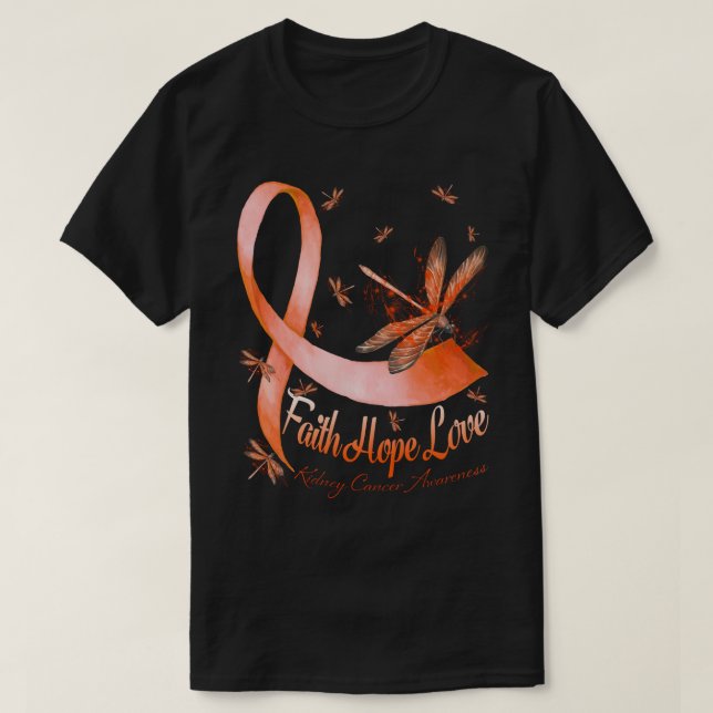 Faith Hope Kärlek Kidney Cancer Awareness Dragonfl T Shirt (Design framsida)