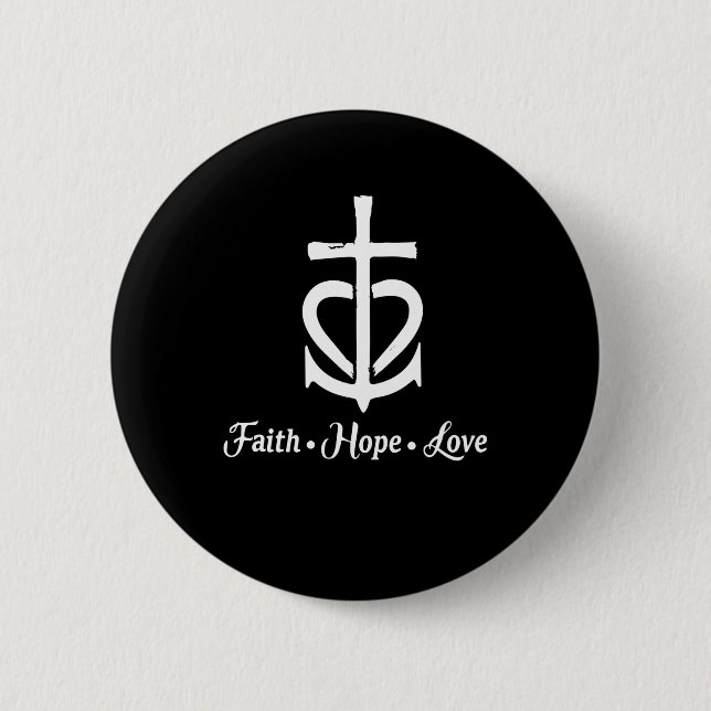 Faith Hope Kärlek Kor Anchor Heart Jesus Knapp (Framsida)