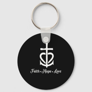 Faith Hope Kärlek Kor Anchor Heart Jesus Nyckelring