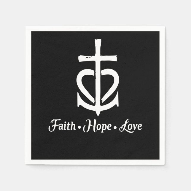 Faith Hope Kärlek Kor Anchor Heart Jesus Pappersservett (Framsidan)