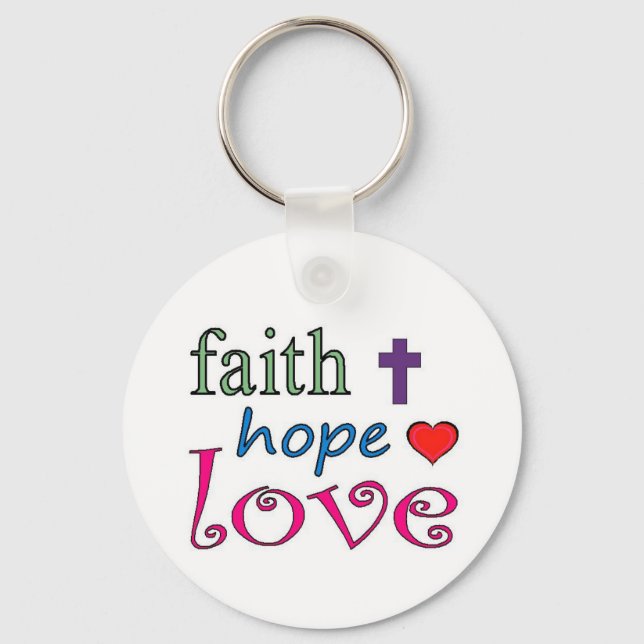 Faith Hope Kärlek Kor Heart Nyckelring (Framsida)