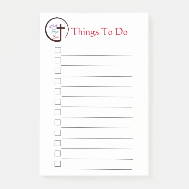 Faith Hope Kärlek Kor Post-it Notes Block (Framsida)