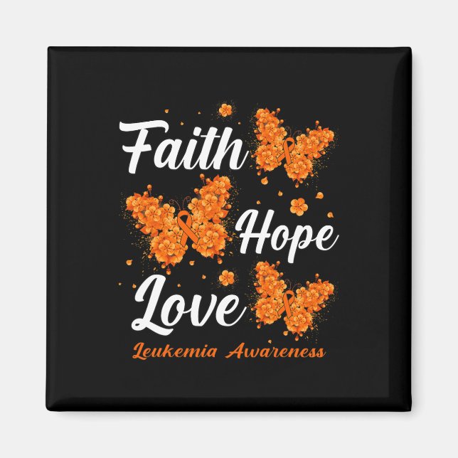 Faith Hope Kärlek Leukemia Awareness Butterfly Magnet (Framsidan)