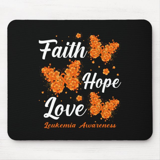 Faith Hope Kärlek Leukemia Awareness Butterfly Musmatta (Framsidan)