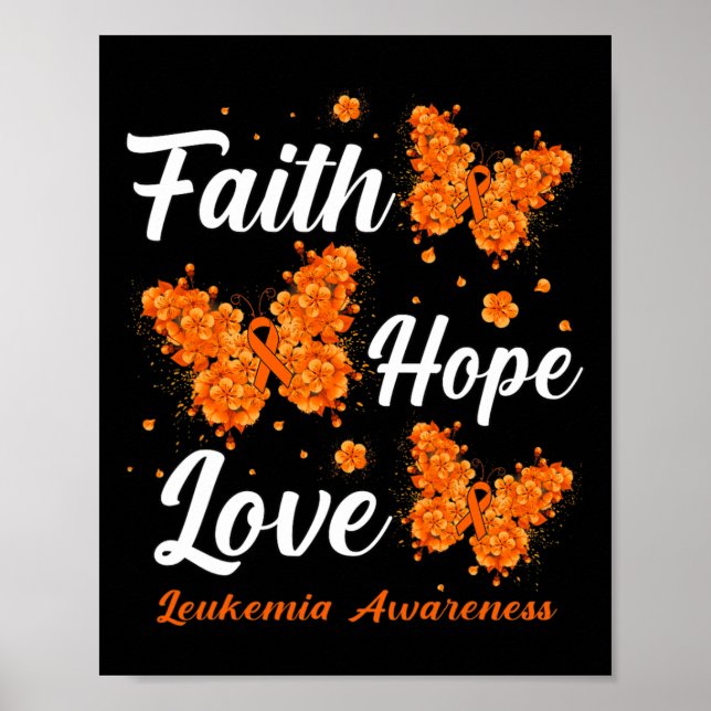 Faith Hope Kärlek Leukemia Awareness Butterfly Poster (Framsidan)