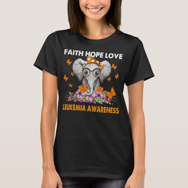 Faith Hope Kärlek Leukemia Awareness Elephant Butt T Shirt (Framsida)