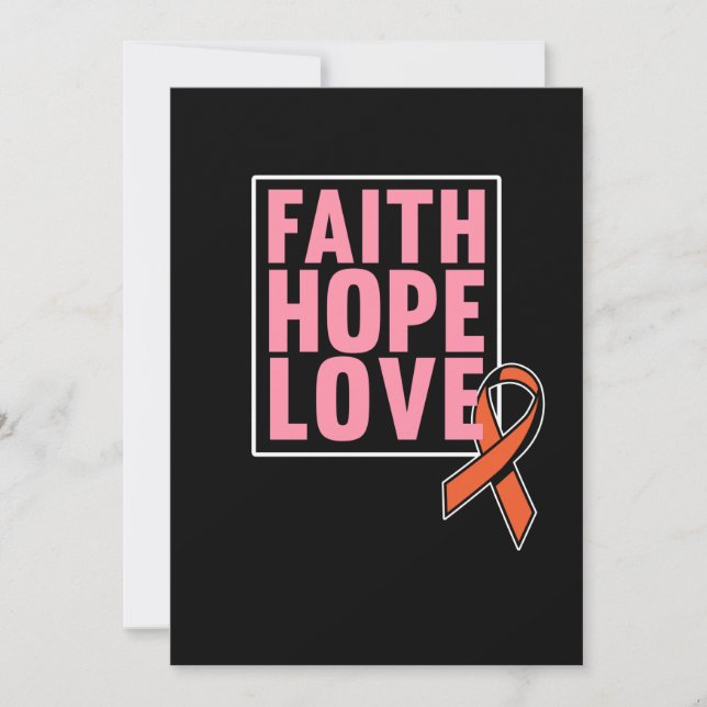 Faith Hope Kärlek Leukemia Awareness Orange Ribbon Tack Kort (Framsida)
