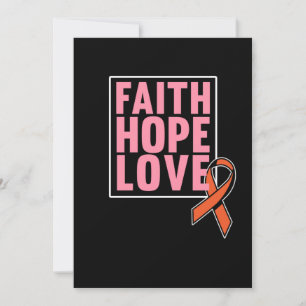 Faith Hope Kärlek Leukemia Awareness Orange Ribbon Tack Kort