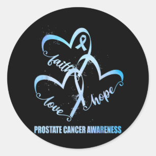 Faith Hope Kärlek Light Blue Ribbon Prostate Cance Runt Klistermärke