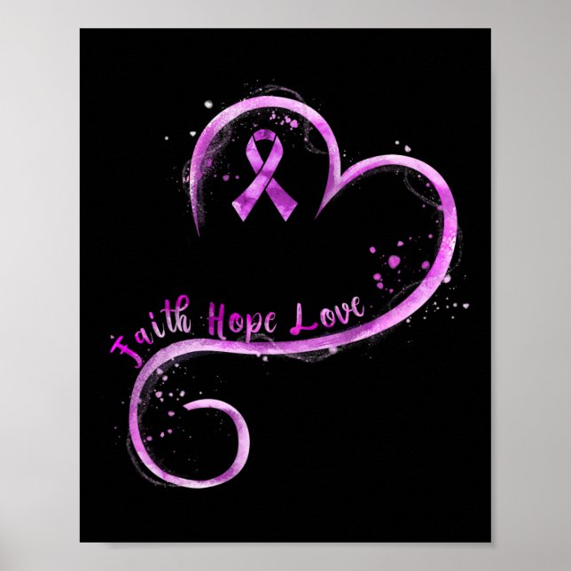 Faith Hope Kärlek Lila Ribbon Overdose Awareness Poster (Framsidan)