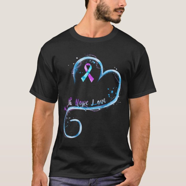Faith Hope Kärlek Lila Ribbon Rheumatoid Arthritis T Shirt (Framsida)