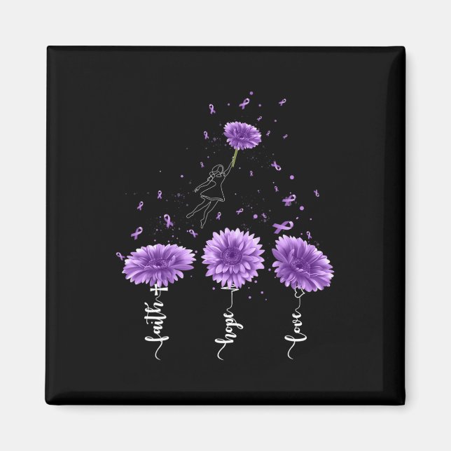 Faith Hope Kärlek Lila Solrosöverdosering Awarenes Magnet (Framsidan)