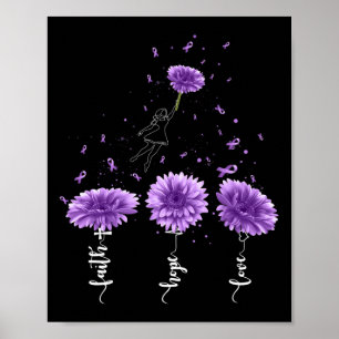 Faith Hope Kärlek Lila Solrosöverdosering Awarenes Poster
