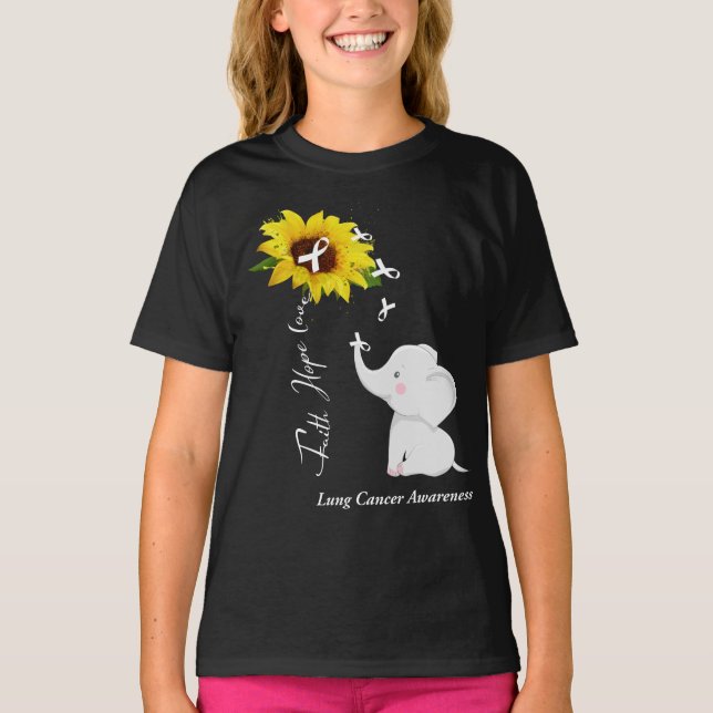 Faith Hope Kärlek Lung Cancer Awareness T Shirt (Framsida)