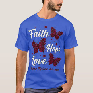 Faith Hope Kärlek Många Myeloma Awareness Butterf T Shirt