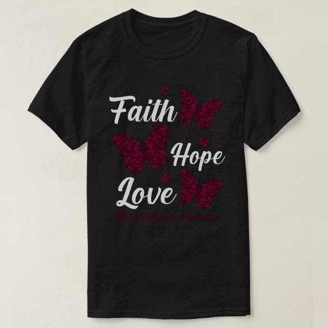 Faith Hope Kärlek Många Myeloma Awareness Butterf T Shirt (Design framsida)
