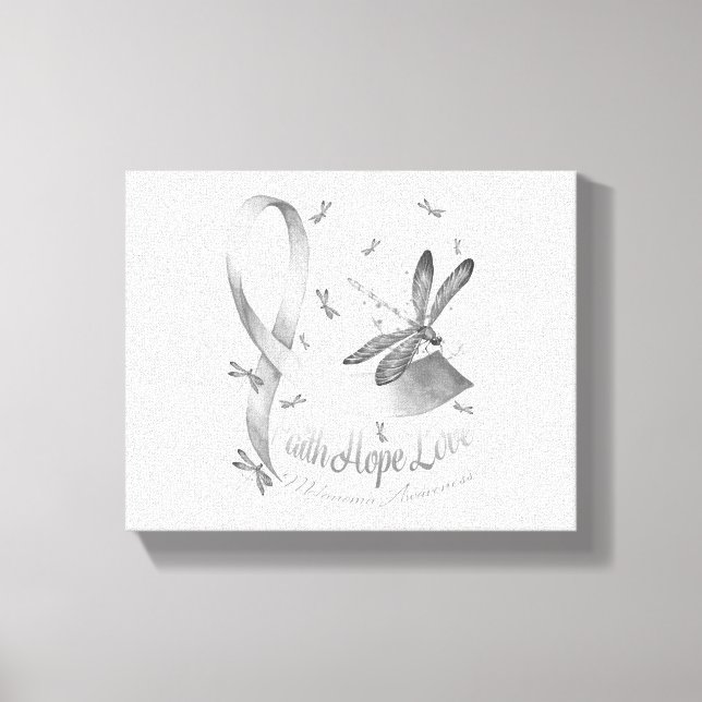 Faith Hope Kärlek Melanoma Awareness Dragonfly Canvastryck (Framsida)