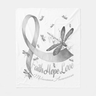Faith Hope Kärlek Melanoma Awareness Dragonfly Fleecefilt