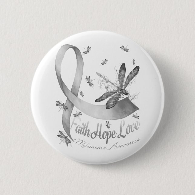 Faith Hope Kärlek Melanoma Awareness Dragonfly Knapp (Framsida)