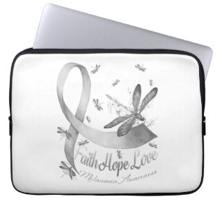 Faith Hope Kärlek Melanoma Awareness Dragonfly Laptop Fodral