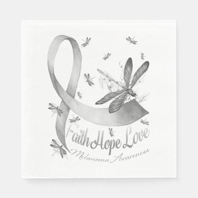Faith Hope Kärlek Melanoma Awareness Dragonfly Pappersservett (Framsidan)