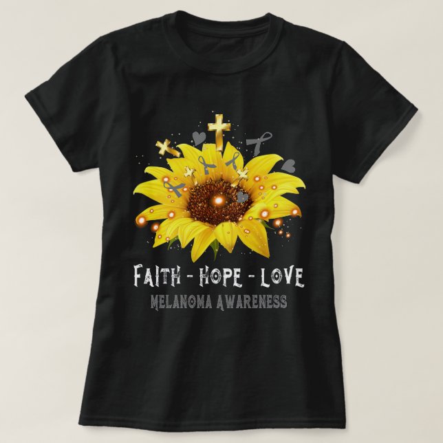 Faith Hope Kärlek Melanoma Awareness Support Melan T Shirt (Design framsida)