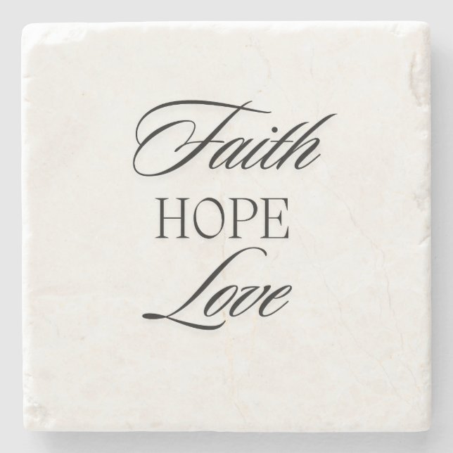 Faith, Hope Kärlek minimalistisk design Stenunderlägg (Framsidan)