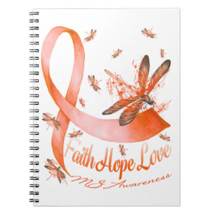 Faith Hope Kärlek MS Awareness Dragonfly Anteckningsbok