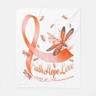 Faith Hope Kärlek MS Awareness Dragonfly Fleecefilt