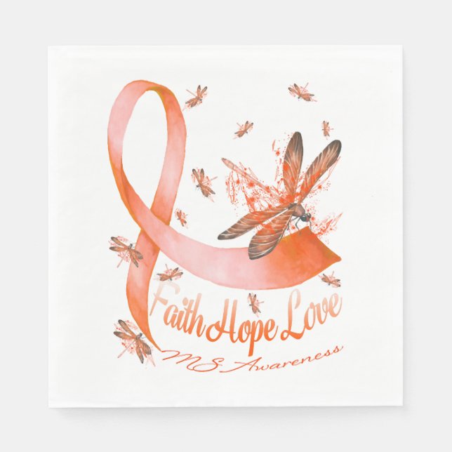 Faith Hope Kärlek MS Awareness Dragonfly Pappersservett (Framsidan)