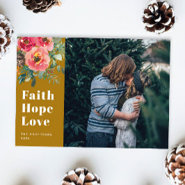 Faith Hope Kärlek | Mustard Brown julfoto Julkort