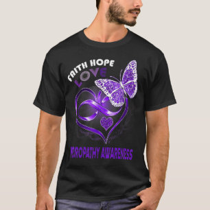 Faith Hope Kärlek Neuropathy Awareness Heart Butte T Shirt
