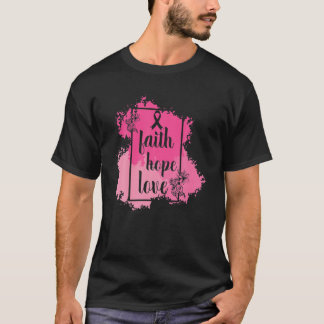 Faith Hope Kärlek Oktober Ribbon Breast Cancer Med T Shirt