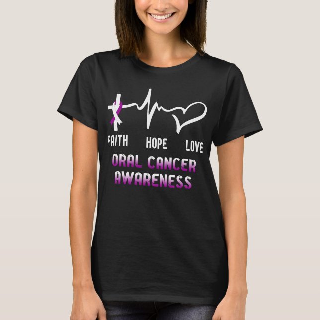 Faith Hope Kärlek Oral Cancer Awareness T Shirt (Framsida)