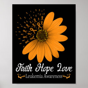 Faith Hope Kärlek Orange Ribbon Blood Cancer Suppo Poster