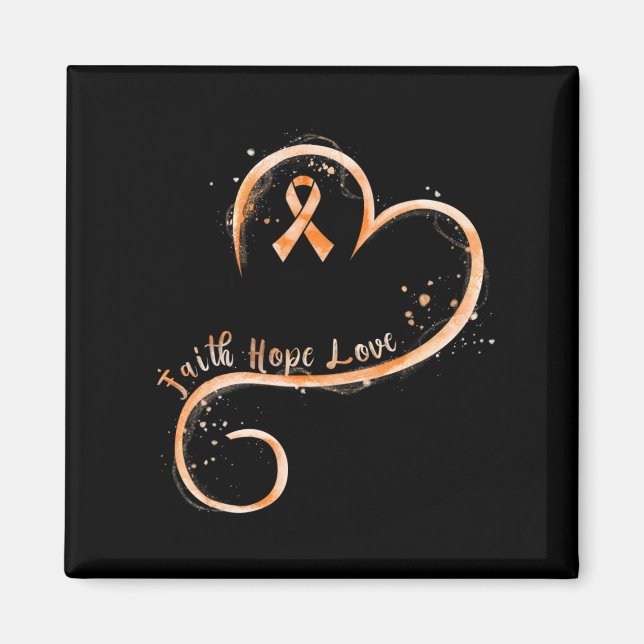 Faith Hope Kärlek Orange Ribbon Leukemia Awareness Magnet (Framsidan)