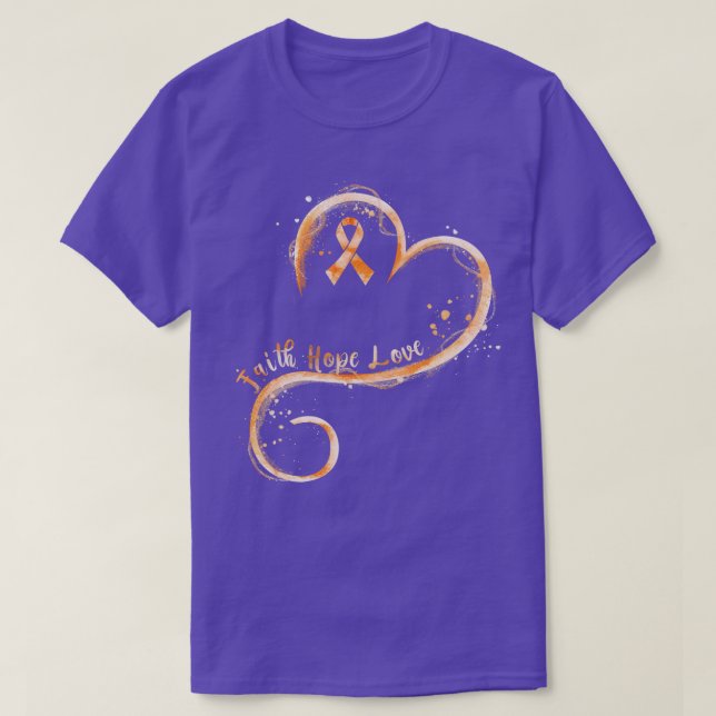 Faith Hope Kärlek Orange Ribbon Leukemia Awareness T Shirt (Design framsida)