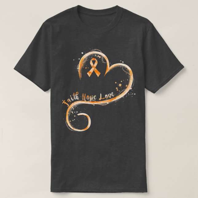 Faith Hope Kärlek Orange Ribbon Leukemia Awareness T Shirt (Design framsida)